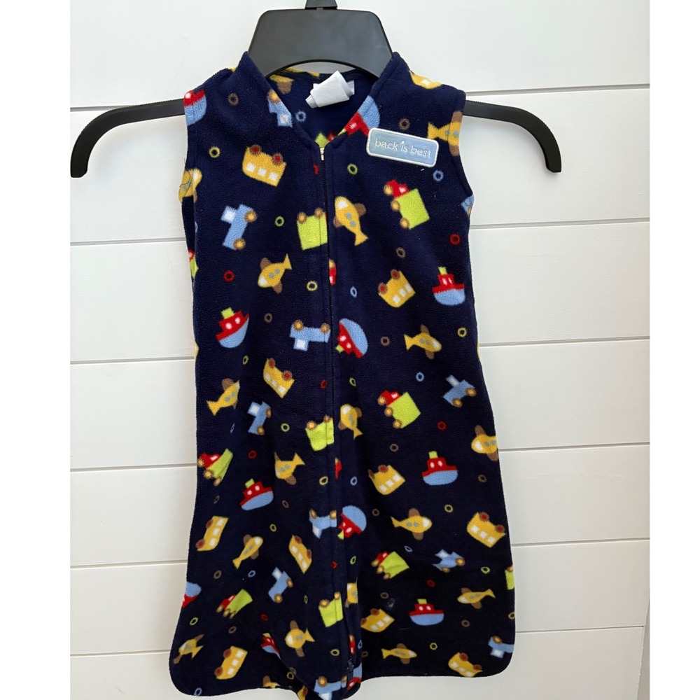 HALO SleepSack Small 0-6m 10-18lb Fleece Wearable‎ Blanket Navy Planes Boats